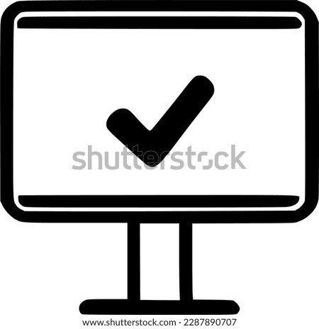 black individual proctor with check mark line icon, simple successful system procedure flat design pictogram, infographic vector for app logo web button ui ux interface component isolate on white
