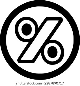 black individual round percentage line icon, simple discount mark flat design pictogram, infographic vector for app logo web website button ui ux interface elements isolate on white background