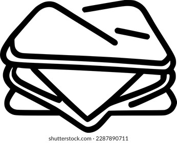 black individual triangle sandwich line icon, simple outline fresh tasty street food flat design pictogram, infographic vector for app logo web button ui ux interface elements isolate on white