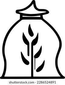 black individual wheat sack flour line icon , simple natural farm graphic flat design pictogram , infographic vector for app logo web button ui ux interface elements isolate on white background