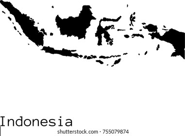 Black Indonesia map vector silhouette