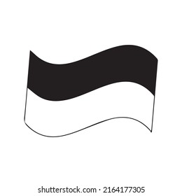 Black indonesian flag isolated on white background. popular indonesian doodles