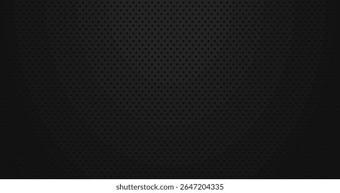Black industrial abstract background with dotted metal texture and carbon grid pattern, dark tech surface design