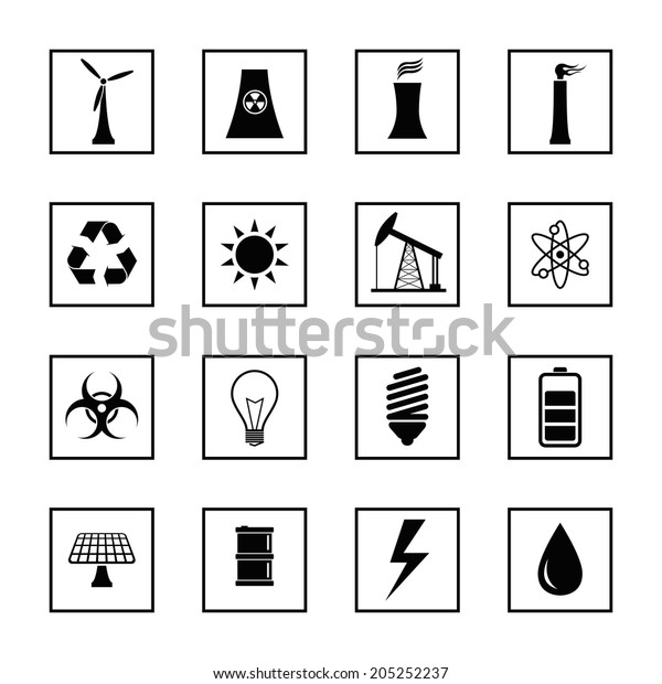 Black Industrial Factory Icons Set. Vector Illustration\
EPS10 
