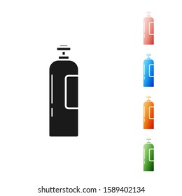 Black Industrial gas cylinder tank for all inert and mixed inert gases icon isolated on white background. Set icons colorful. Vector Illustration