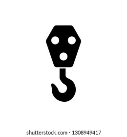 Black Industrial hook icon isolated on white background. Crane hook icon. Vector Illustration