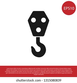Black Industrial hook icon isolated on white background. Crane hook icon. Vector Illustration