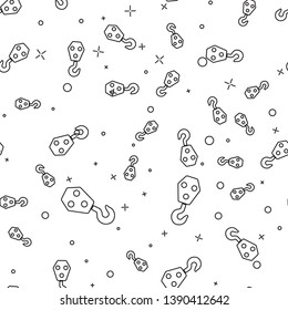 Black Industrial hook icon isolated seamless pattern on white background. Crane hook icon. Vector Illustration