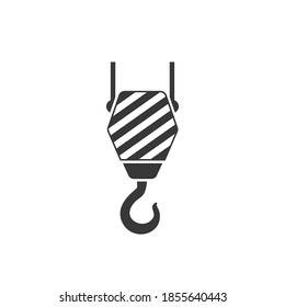 Black Industrial hook icon isolated on white background. Crane hook icon. Vector Illustration