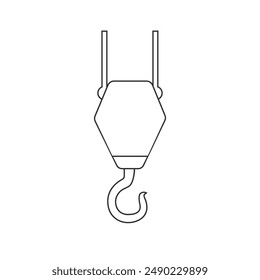 Black Industrial hook icon isolated on white background. Crane hook icon. Vector Illustration