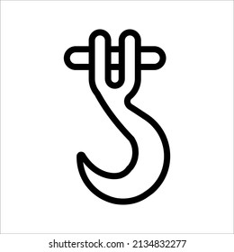 Black Industrial hook icon. vector illustration on white background. Crane hook icon.
