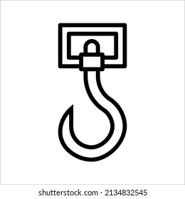 Black Industrial hook icon. vector illustration on white background. Crane hook icon.