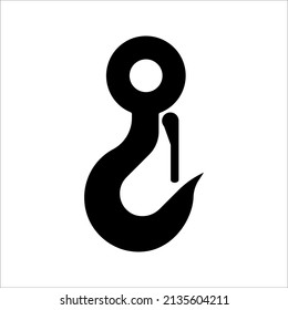 Black Industrial hook icon. vector illustration on white background. Crane hook icon.