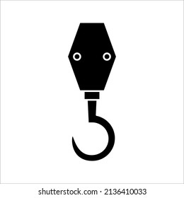 Black Industrial hook icon. vector illustration on white background. Crane hook icon.