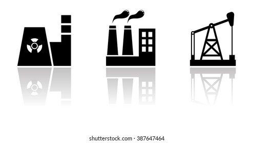 black industrial set with mirror reflection silhouette