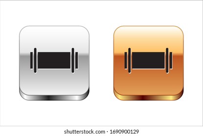 Black Industry metallic pipe icon isolated on white background. Silver-gold square button. Vector Illustration