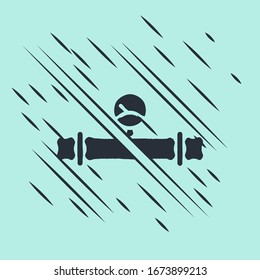 Icono de manómetro y tubo metálico de la industria negra aislado sobre fondo verde. El estilo de Glitch.  Ilustración vectorial