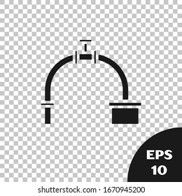 Black Industry metallic pipe and valve icon isolated on transparent background.  Vector Illustration