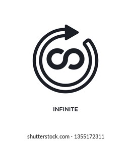 black infinite isolated vector icon. simple element illustration from time management concept vector icons. infinite editable logo symbol design on white background. can be use for web and mobile