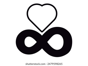 Black infinity and heart icon representing infinite love