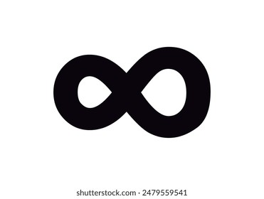 Black infinity icon on white background