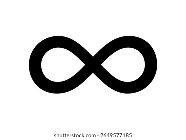 Ícone preto infinito no fundo branco