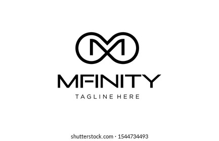 black Infinity Infinite Loop Mobius Motion Limitless with Initial Letter M Logo Design Inspiration