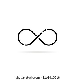 black infinity logo like unlimited icon. flat modern simple loop logotype graphic thin line art design isolated on white. concept of daily routine for ever or life time and infinite of the universe