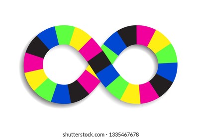 Black infinity, moebius vector symbol, logo or limitless sign isolated on white background. Creative infinite or eternity endless icon