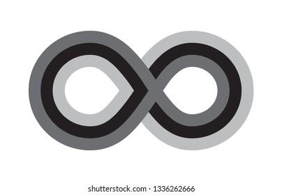 Black infinity, moebius vector symbol, logo or limitless sign isolated on white background. Creative infinite or eternity endless icon