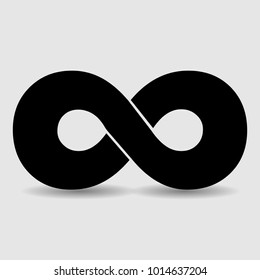 Black infinity sign with shadow. Icon
