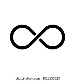 Black infinity symbol icon. Concept of infinite, limitless and endless. Outline modern design element. Simple black flat vector sign with rounded corners.