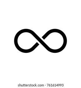 Black infinity symbol icon. Concept of infinite, limitless and endless. Simple flat vector design element.
