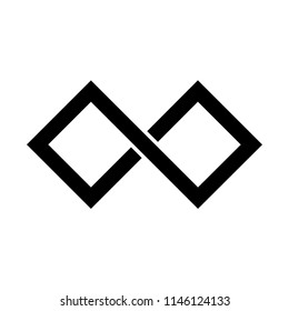 Black infinity symbol icon. Rectangular shape with sharp corners. Simple flat vector design element.
