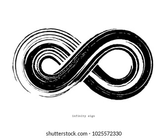 Black infinity symbol isolated on white. Geometric grunge shape.  