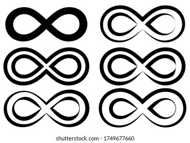 Black infinity symbol on white background.