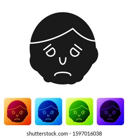 Black Inflammation on face icon isolated on white background. Set icons in color square buttons. Vector Illustration