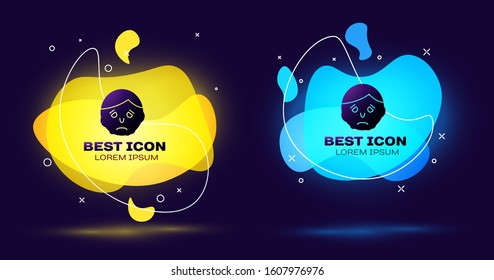 Black Inflammation on face icon isolated on blue background. Set abstract banner with liquid shapes. Vector Illustration