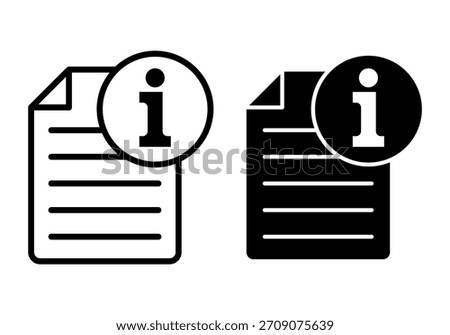 Black info file icon bundle ideal for file details, document notes, and digital information displays.