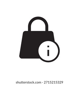 Bolso de compras negro de la información con la letra de ayuda i