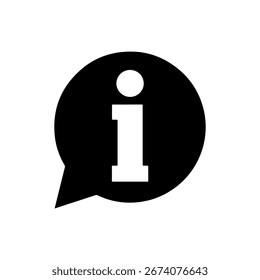 Black Info sign silhouette vector flat illustration on white background.
