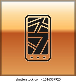 Black Infographic of city map navigation icon isolated on gold background. Mobile App Interface concept design. Geolacation concept.  Vector Illustration