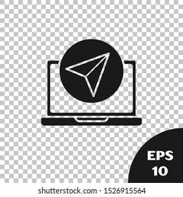 Black Infographic of city map navigation icon isolated on transparent background. Laptop App Interface concept design. Geolacation concept. Vector Illustration Black Infographic of city map navigation icon isolated on transparent background. Laptop App Interface concept design. Geolacation concept. Vector Illustration