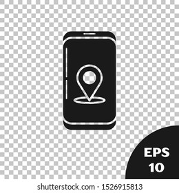Black Infographic of city map navigation icon isolated on transparent background. Mobile App Interface concept design. Geolacation concept.  Vector Illustration