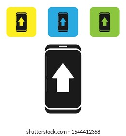 Black Infographic of city map navigation icon isolated on white background. Mobile App Interface concept design. Geolocation concept. Set of colorful square icon buttons. Vector Illustration