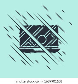 Black Infographic of city map navigation icon isolated on green background. Laptop App Interface concept design. Geolocation concept. Glitch style. Vector Illustration