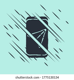 Infografía negra del icono de navegación del mapa de la ciudad aislado en fondo verde. Diseño de concepto de interfaz de aplicación móvil. Concepto de geolacación. El estilo de Glitch. Ilustración vectorial