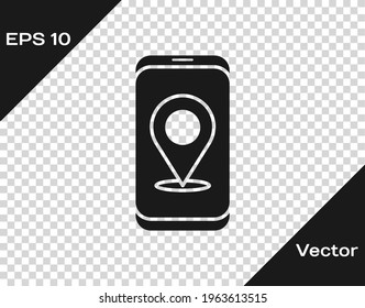 Schwarze Infografik der Stadtplan-Navigation Symbol einzeln auf transparentem Hintergrund. Design des mobilen App Interface-Konzepts. Geolacationskonzept.  Vektorgrafik