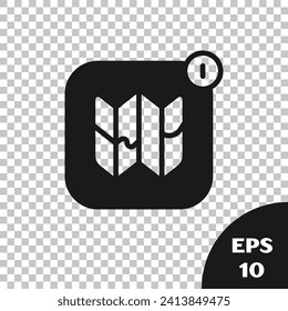 Black Infographic of city map navigation icon isolated on transparent background. Mobile App Interface concept design. Geolacation concept.  Vector