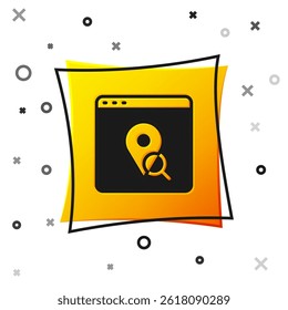 Black Infographic of city map navigation icon isolated on white background. Mobile App Interface concept design. Geolacation concept. Yellow square button. Vector